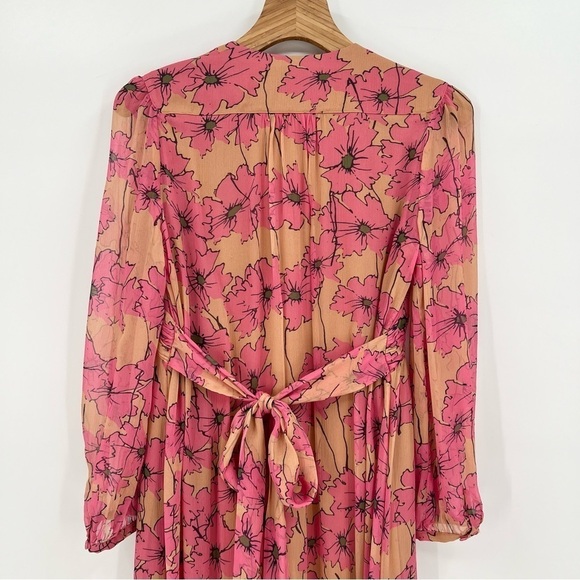 Joie Kaz Silk Floral Midi Dress in Sandstorm Multi Floral Size XS - Picture 13 of 15